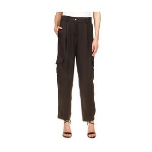 Michael Kors Women's Black Textured Pleated Pocketed Cargo Pants 10 NWT